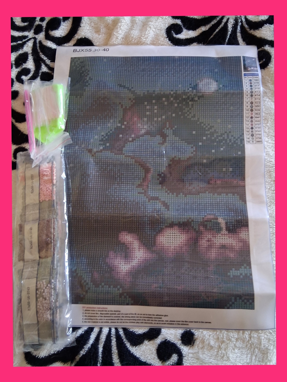 Diamond Painting Kit with Night Landscape Pattern - Blues & Pinks